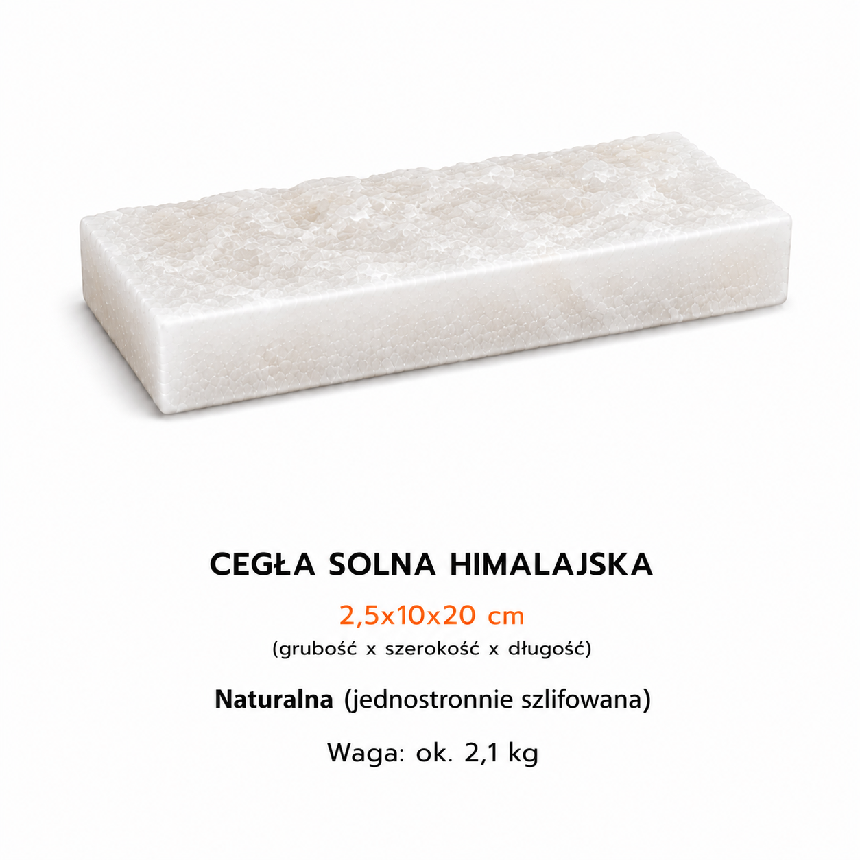 CEGŁA SOLNA BIAŁA NATURALNA 2,5X10X20